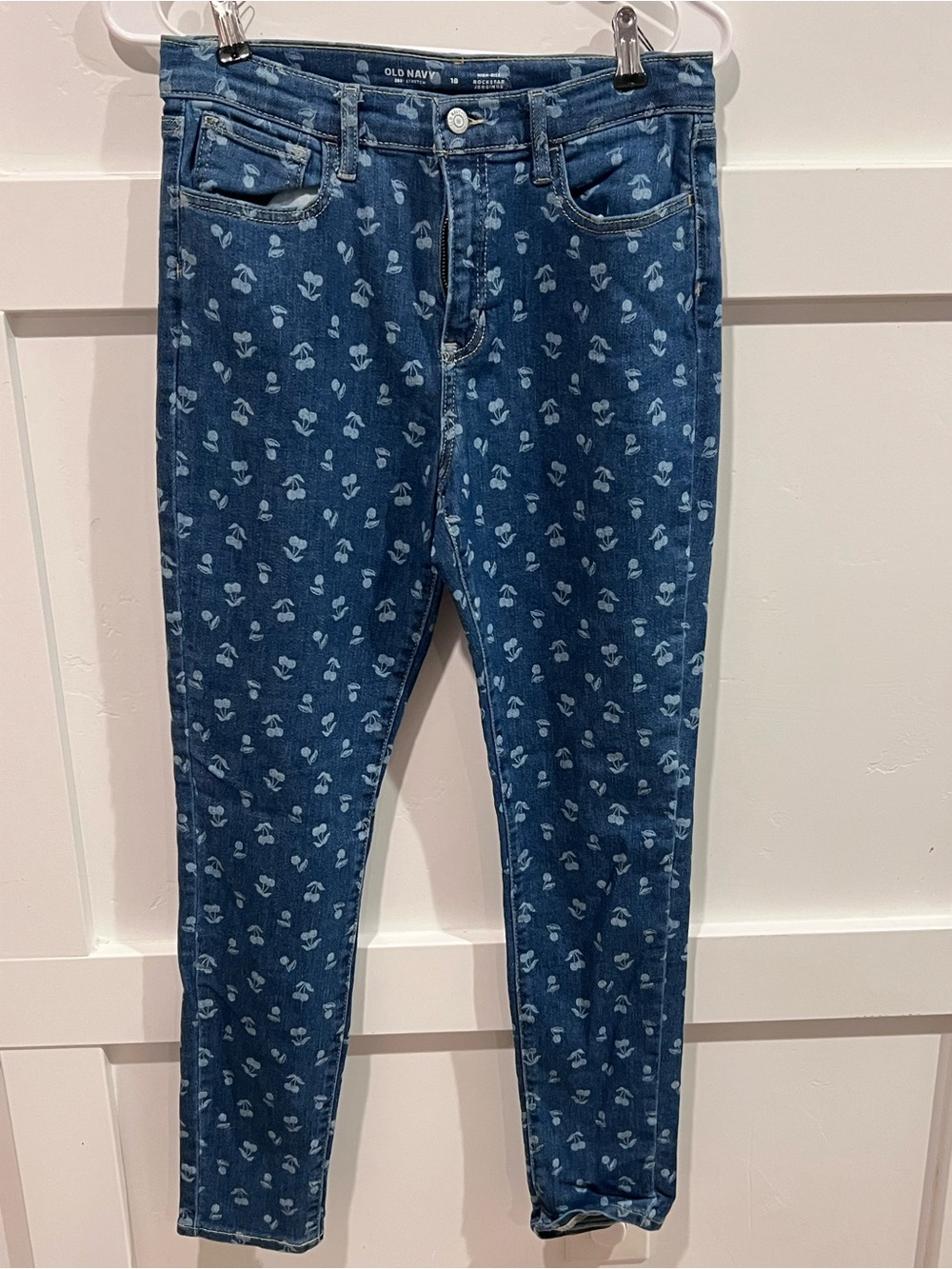 Old Navy Dark Blue Jeans with Light Blue Floral Print